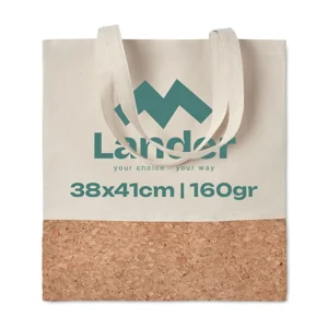 Shopper in cotone con dettagli in sughero da 160gr 38X41CM