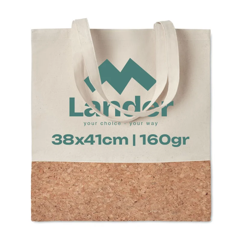 Shopper in cotone con dettagli in sughero da 160gr 38X41CM