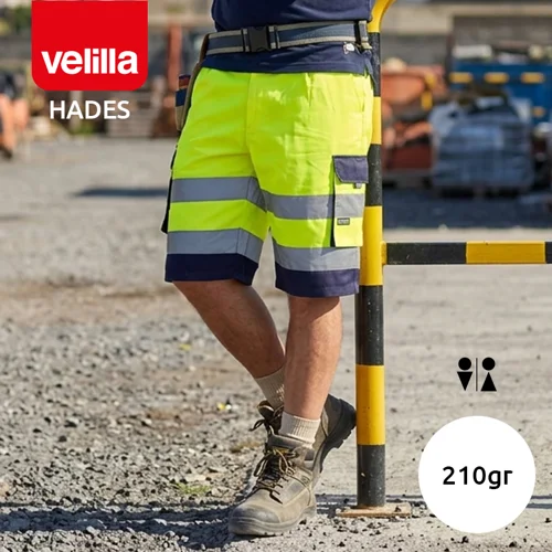 Pantaloncini da lavoro VELILLA HADES in cotone e poliestere bicolore e tasche da 210gr