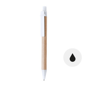 Penna a sfera in carta riciclata e plastica colorata con meccanismo a scatto e refill nero