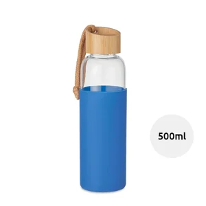 Borraccia in vetro con custodia in silicone e coperchio in bambù da 500ml