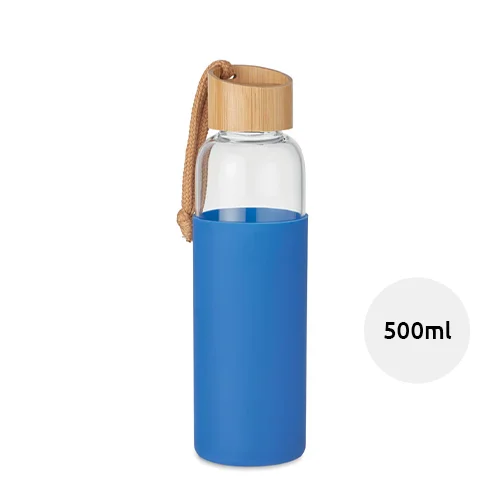 Borraccia in vetro con custodia in silicone e coperchio in bambù da 500ml