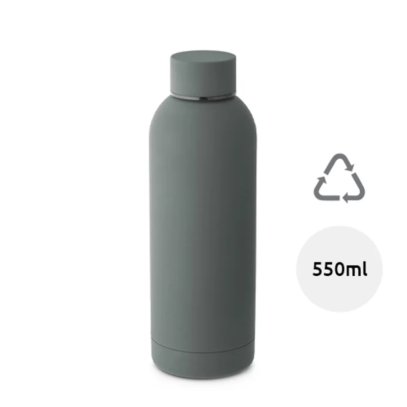Borraccia in acciao inox riciclato con finitura in gomma e tappo sottovuoto da 550ml