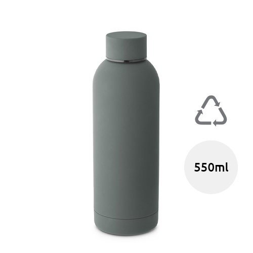Borraccia in acciao inox riciclato con finitura in gomma e tappo sottovuoto da 550ml