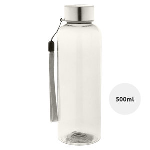Borraccia in RPET  trasparente con tappo in acciaio inossidabile da 500 ml