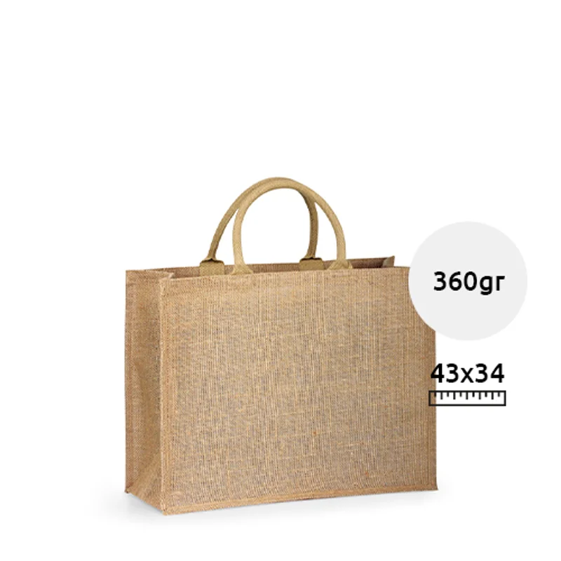 Shopper in juta a soffietto con manici rigidi da 360gr 43x34x17cm
