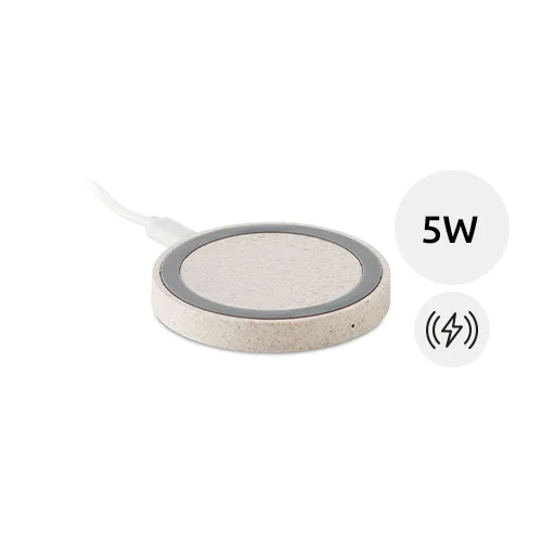 Caricatore wireless in paglia e ABS piccolo e compatto da 5W