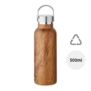 Borraccia in acciaio inossidabile Riciclato a doppio strato con isolamento sottovuoto simil legno da 500ml