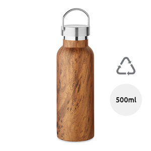 Borraccia in acciaio inossidabile Riciclato a doppio strato con isolamento sottovuoto simil legno da 500ml