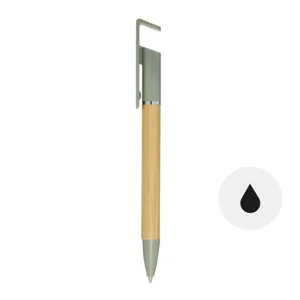 Penna in bambù e plastica riciclata supporto per telefono refill nero