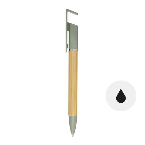 Penna in bambù e plastica riciclata supporto per telefono refill nero