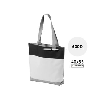 Shopper in poliestere da convention con manici lunghi e anello porta penna da 600D 35x7x40cm