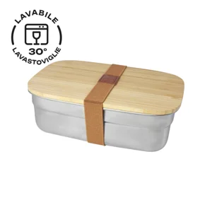 Porta pranzo in acciaio da 700ml con coperchio in bambù