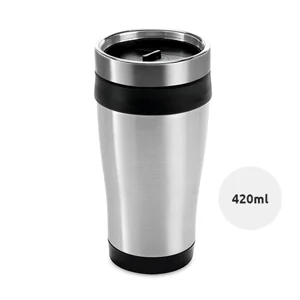 Tazza da viaggio in acciaio inox e plastica senza manico 420ml