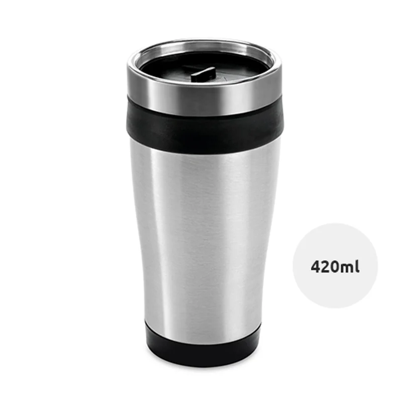 Tazza da viaggio in acciaio inox e plastica senza manico 420ml