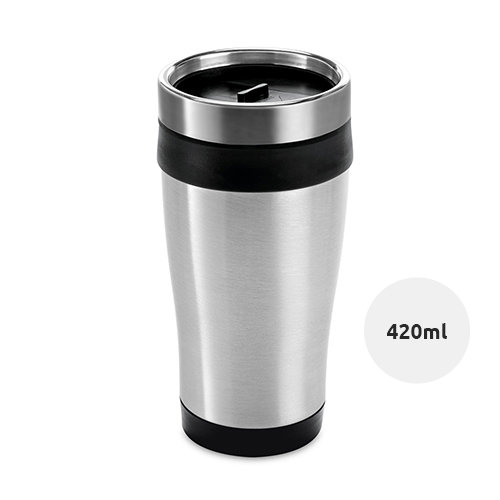Tazza da viaggio in acciaio inox e plastica senza manico 420ml