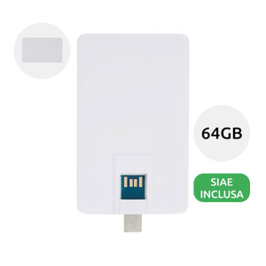 Chiavetta USB 3.0 slim a forma di carta di credito porta Tipo-C e USB-A da 64GB