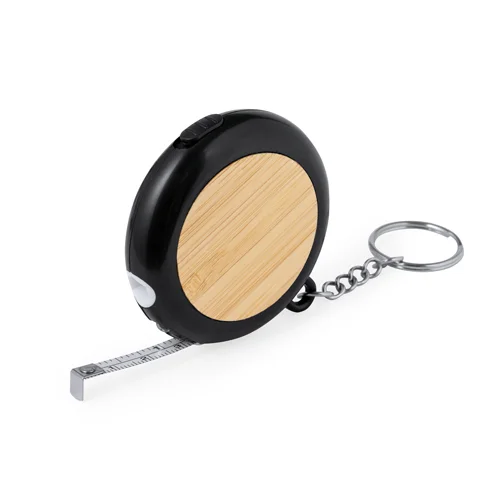 Metro retrattile in ABS e bambù multiutensile da 1m con portachiavi torcia e cacciavite