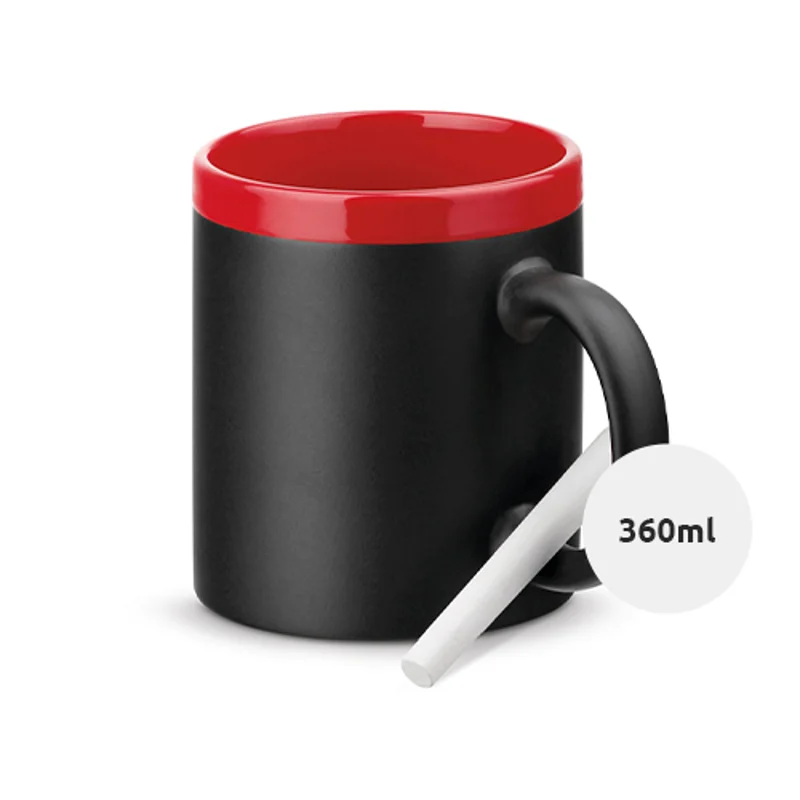 Tazza in ceramica effetto lavagna con parete interna colorata completa di gessetto 360ml