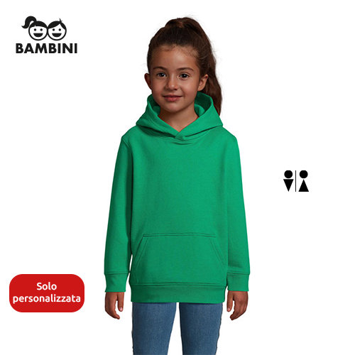 Felpa da bambino unisex con cappuccio in materiale riciclato