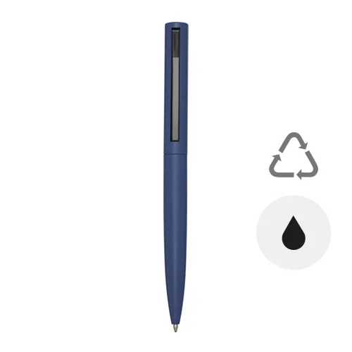 Penna a sfera con parte superiore in plastica riciclata e parte inferiore in alluminio riciclato refill nero