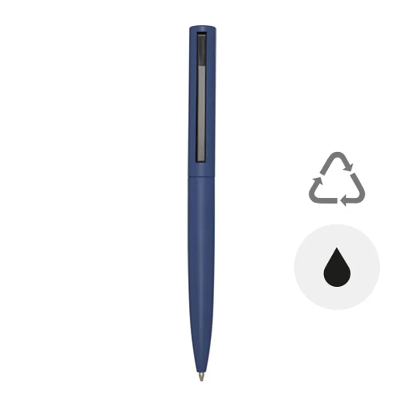 Penna a sfera con parte superiore in plastica riciclata e parte inferiore in alluminio riciclato refill nero