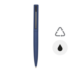 Penna a sfera con parte superiore in plastica riciclata e parte inferiore in alluminio riciclato refill nero
