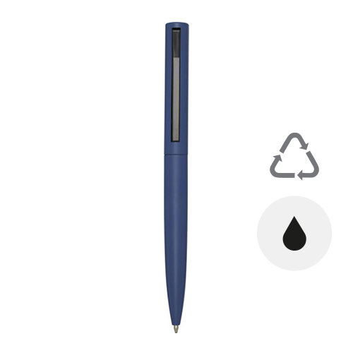 Penna a sfera con parte superiore in plastica riciclata e parte inferiore in alluminio riciclato refill nero