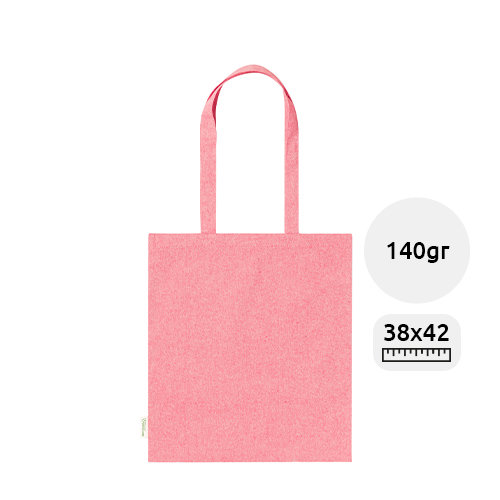 Shopper per la spesa in cotone riciclato con manici lunghi in diverse colorazioni 140gr 38×42cm