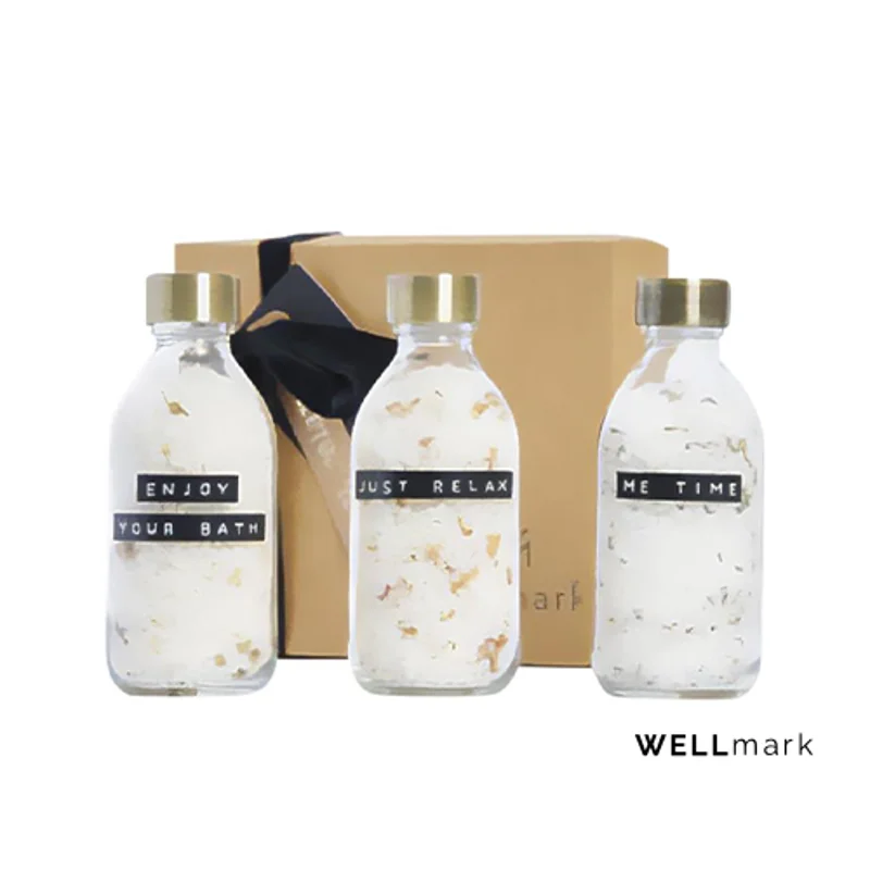 Set regalo a marchio Wellmark di sali da bagno composto da 3 pezzi da 200ml