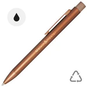 Penna a sfera in ottone riciclato in una confezione regalo refill nero