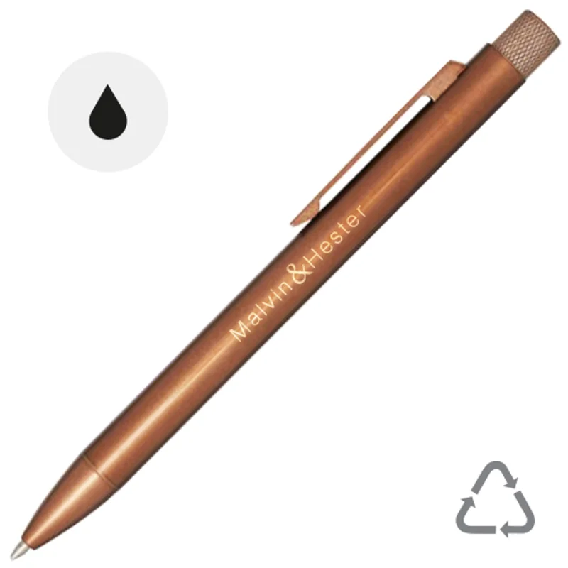 Penna a sfera in ottone riciclato in una confezione regalo refill nero