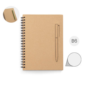 Block notes B6 con copertina rigida in carta kraft e magnete porta penna (non inclusa) e 140 pagine neutre in carta di pietra