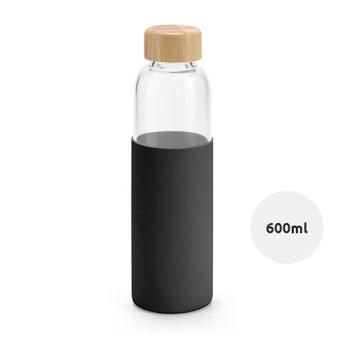 Borraccia in vetro da 600 ml tappo bambù e protezione in silicone