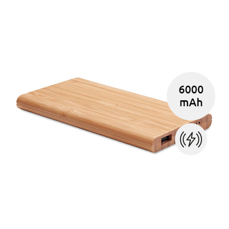 Power bank in bambù con pannello solare da 4000mAh