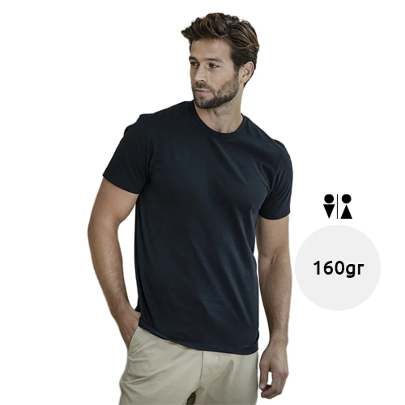 T-shirt unisex a girocollo e maniche corte in tessuto riciclato da 160gr con sistema di tracciamento Aware