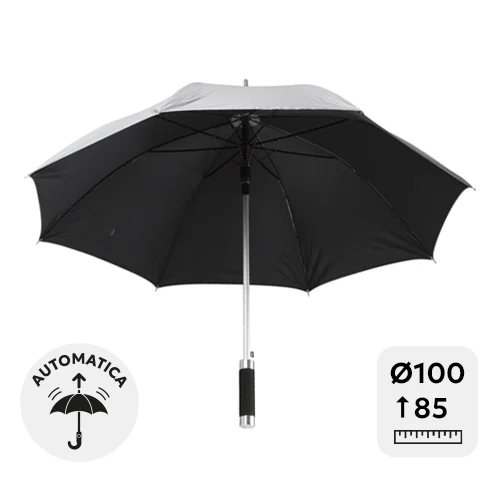 Ombrello automatico 23” con struttura in metallo e manico in alluminio