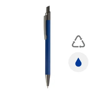 Penna a sfera in alluminio riciclato con finitura gommata in color canna di fucile con refill blu