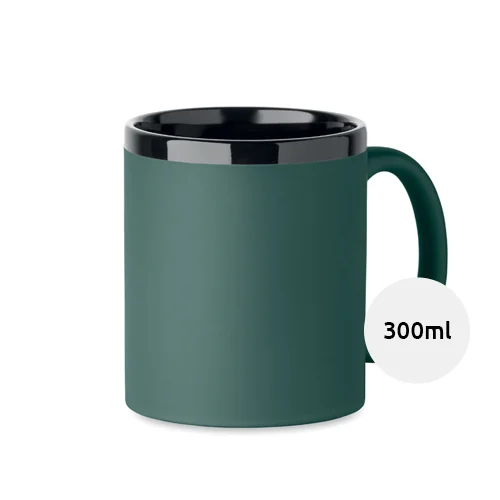 Tazza in ceramica con rivestimento sof touch e bordo e interno nero da 300ml