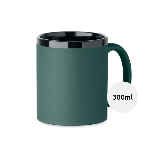 Tazza in ceramica con rivestimento sof touch e bordo e interno nero da 300ml