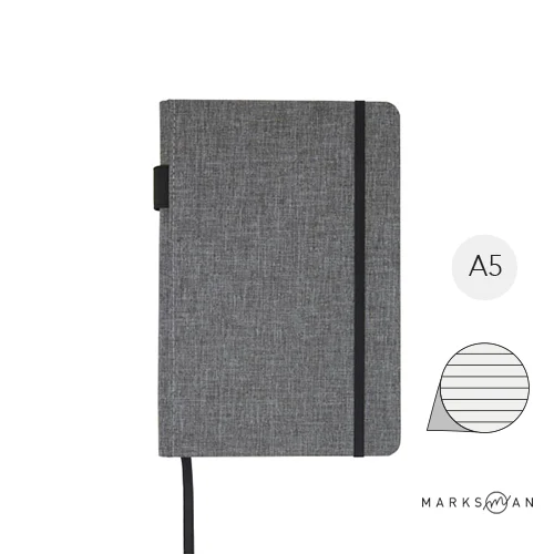Block note A5 con copertina in tessuto PET riciclato con fogli in carta riciclata a righe portapenne segnalibro e custodia di cartone