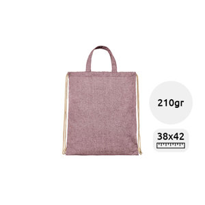 Sacca in cotone riciclato con cordoncino in tessuto disponibili varie colorazioni da 210gr 38x42cm
