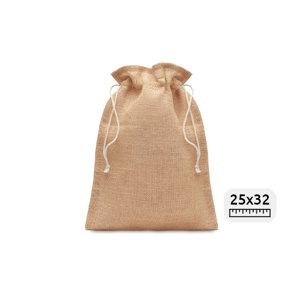 Sacca a grandezza media in juta con cordino e chiusura a coulisse 25X32cm
