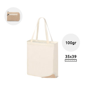 Shopper per la spesa pieghevole in cotone e juta in colore naturale da 100gr 34x39x10cm