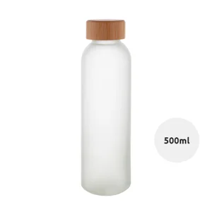 Borraccia in vetro opaco da 500 ml con tappo bambù