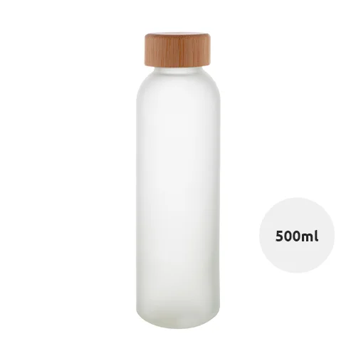 Borraccia in vetro opaco da 500 ml con tappo bambù