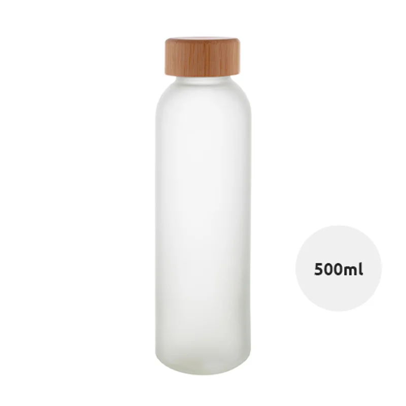 Borraccia in vetro opaco da 500 ml con tappo bambù