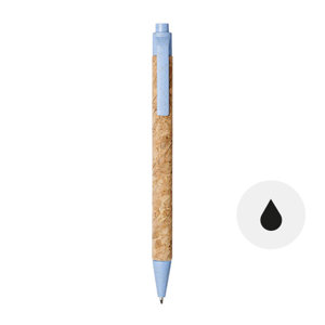 Penna a sfera in sughero e paglia di grano con meccanismo a scatto e refill nero