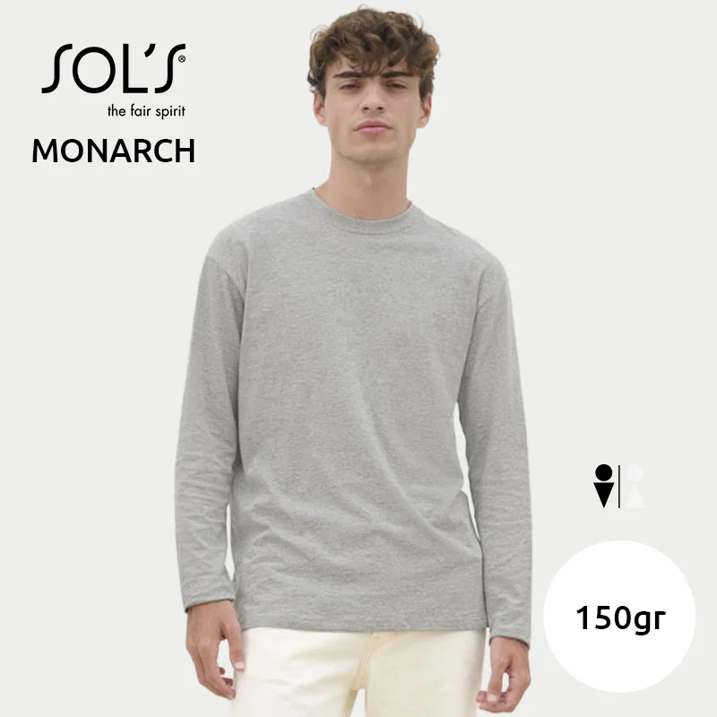 Maglietta SOL'S MONARCH da uomo a maniche lunghe in 100% cotone semipettinato da 150gr