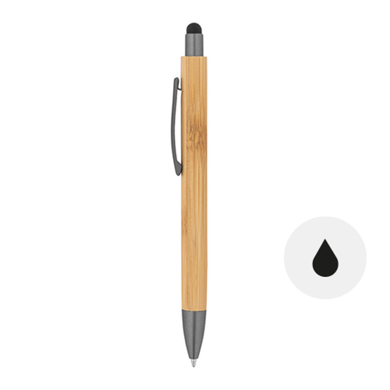 Penna a sfera in bambù con finiture in pp opache in refill nero